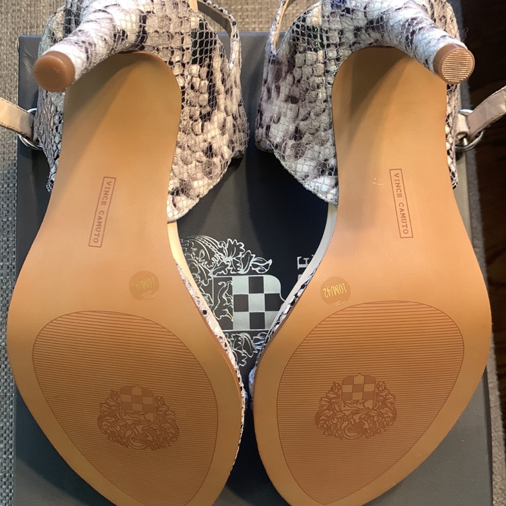 Vince Camuto Python Print Strapped Heels Size 10m - image 2